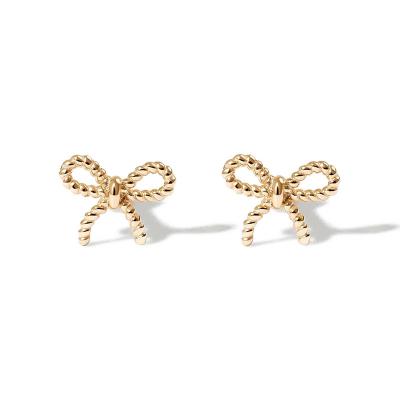 18K Gold Plated Twisted Bow Stud Earrings