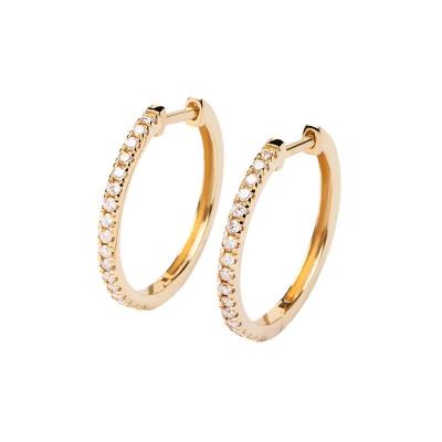  925 Sterling Silver Eternity Medium Zircon Hoop Earrings 