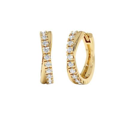 925 Sterlling Silver X Shape Hoop Earring