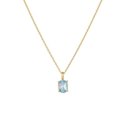 Blue Topaz Stone Pendant Necklace