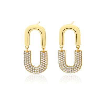 Cubic Zircon U Shaped Stud Earrings