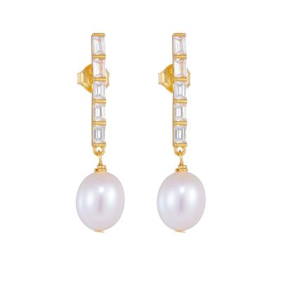 Dangle Drop Pearl Earrings