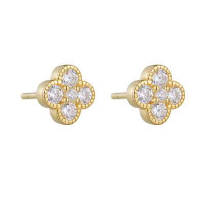 Four Leaf Clover Zircon Earrings