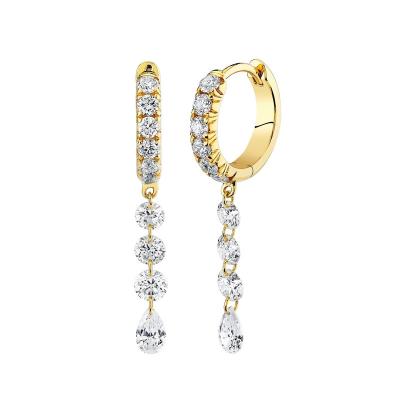 Gold Plated Cubic Zirconia Chain Drop Earrings
