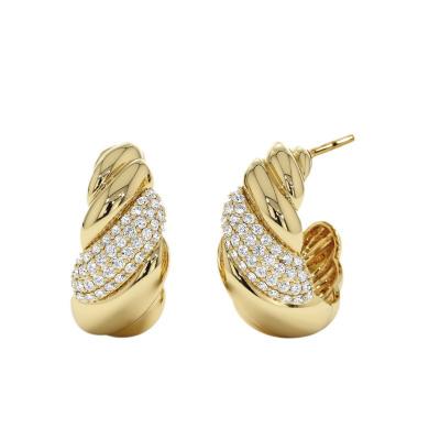Gold Plated Twist c Hoop Earrings