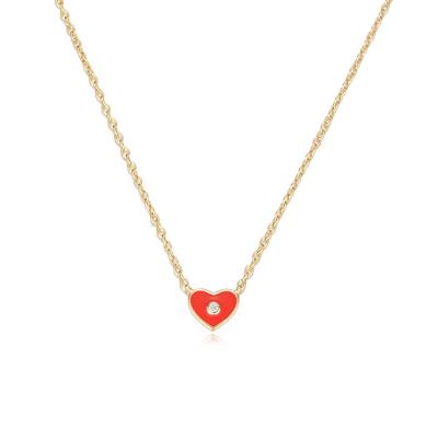 Heart Shaped Pendant Enamel Necklace