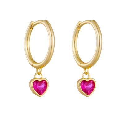 Heart Shaped Zircon Drop Earrings