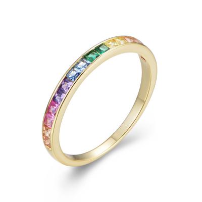 Micro Square Rainbow Zircon Ring