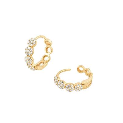 Pave Cubic Zirconia Flower Huggie Hoop Earrings ​