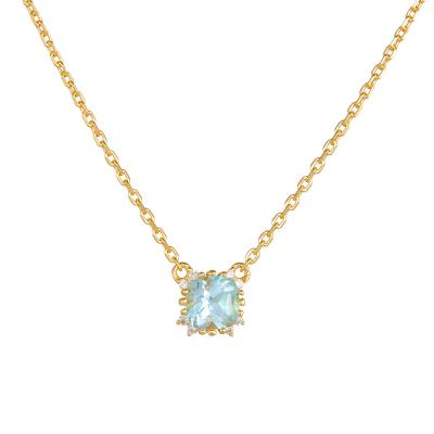 Round Natural Topaz Pendant Necklace
