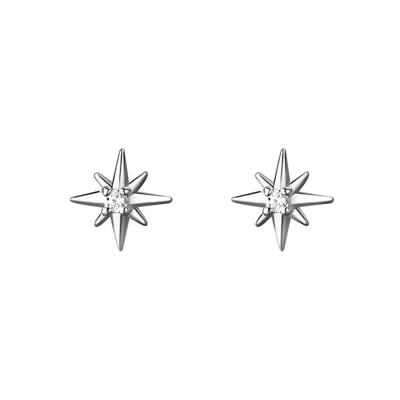 Silver Clear Zircon Star Shape Stud Earrings