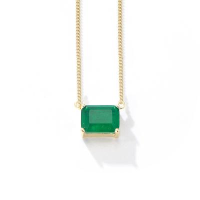 Square Emerald Stone Pendant Necklace