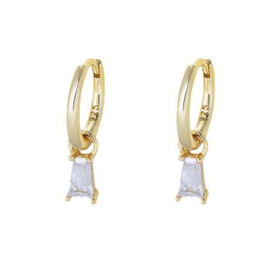 Trapezoid Zircon Pendant Drop Earrings