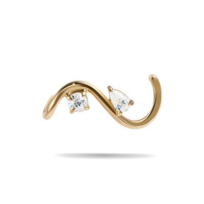 Twisted Lines with Irregular Cz Stud Earrings 